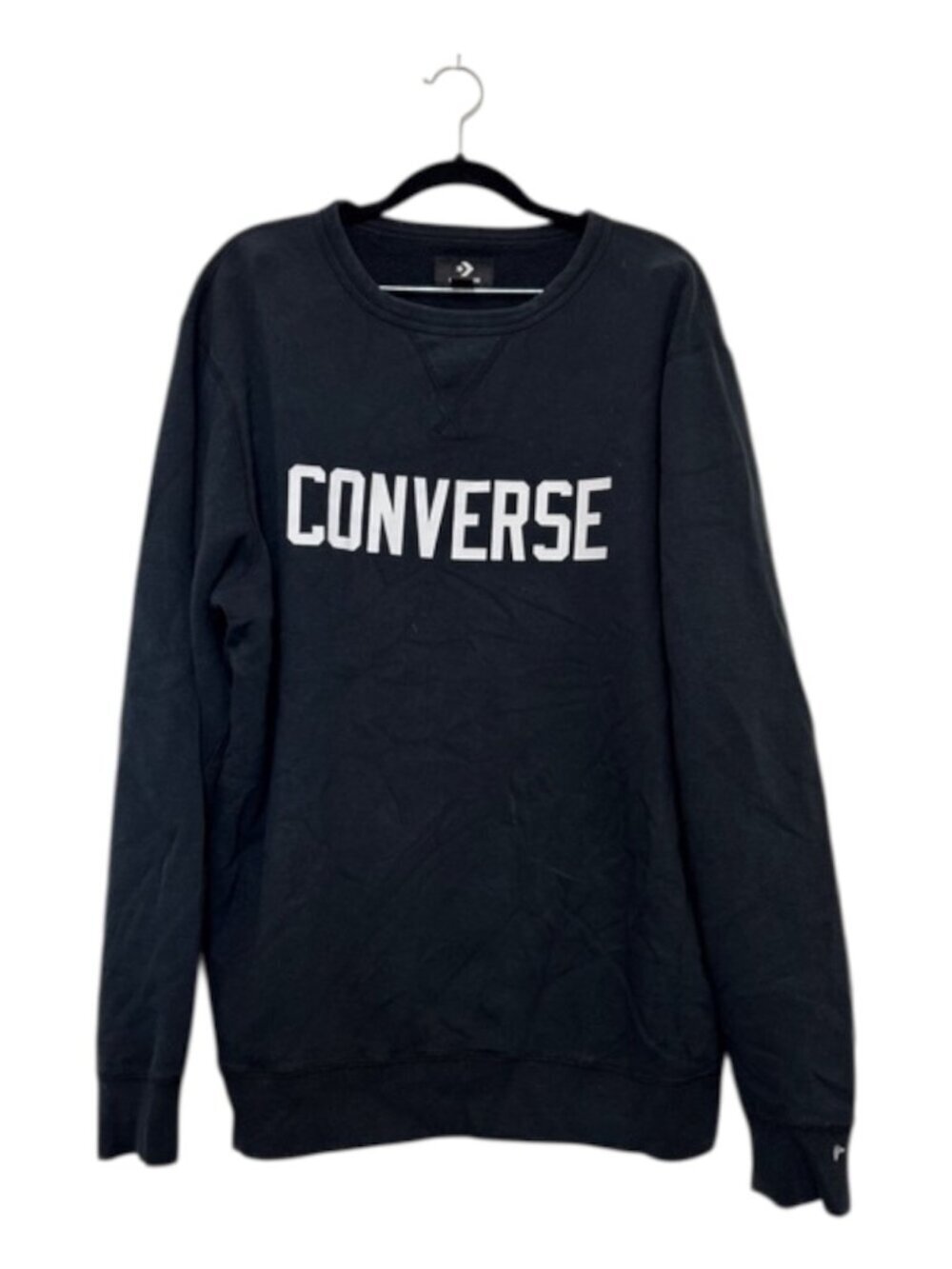 Converse Black Crewneck Sweatshirt with White Logo Size XXL Black